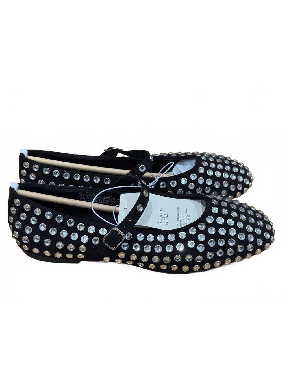 A New Day Issa Rhinestone Mary Jane Flats Black Women’s 8.5 NWT